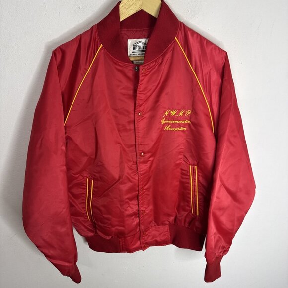 Vintage NWMP Commemorative Association Apollo Satin Jacket Red L Canada Mountie - Picture 3 of 6